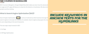 Include keywords in anchor texts | Best SEO Courses in Bangalore